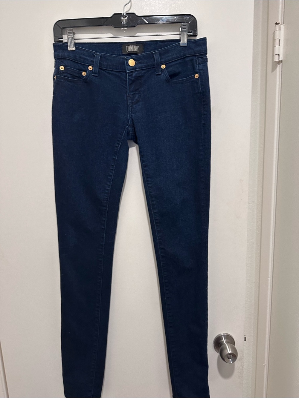Community made in Italy Dark Navy Skinny Jeans with Gold Hardware -